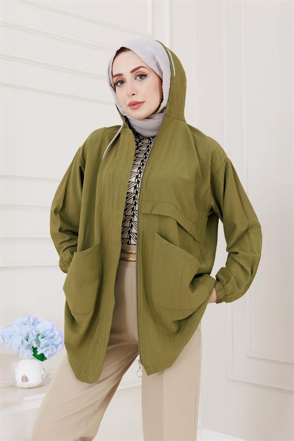 Kapüşonlu Önü Patlı Kap-Yeşil