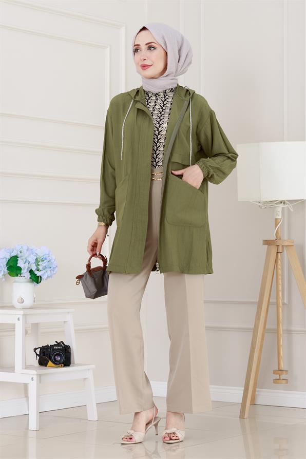 Kapüşonlu Önü Patlı Kap-Yeşil