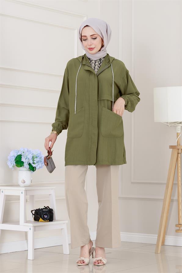 Kapüşonlu Önü Patlı Kap-Yeşil