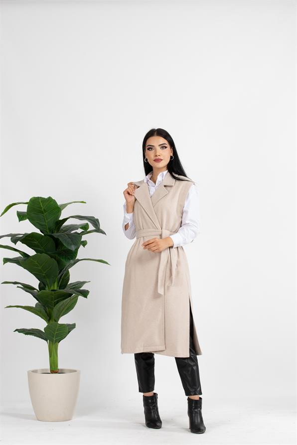 Kaşe Yelek-Bej
