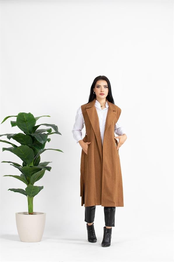 Kaşe Yelek-Kahverengi