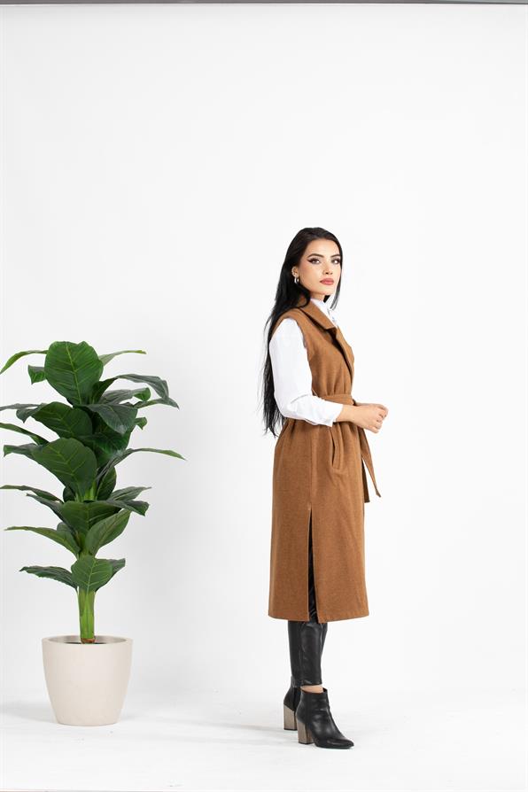 Kaşe Yelek-Kahverengi