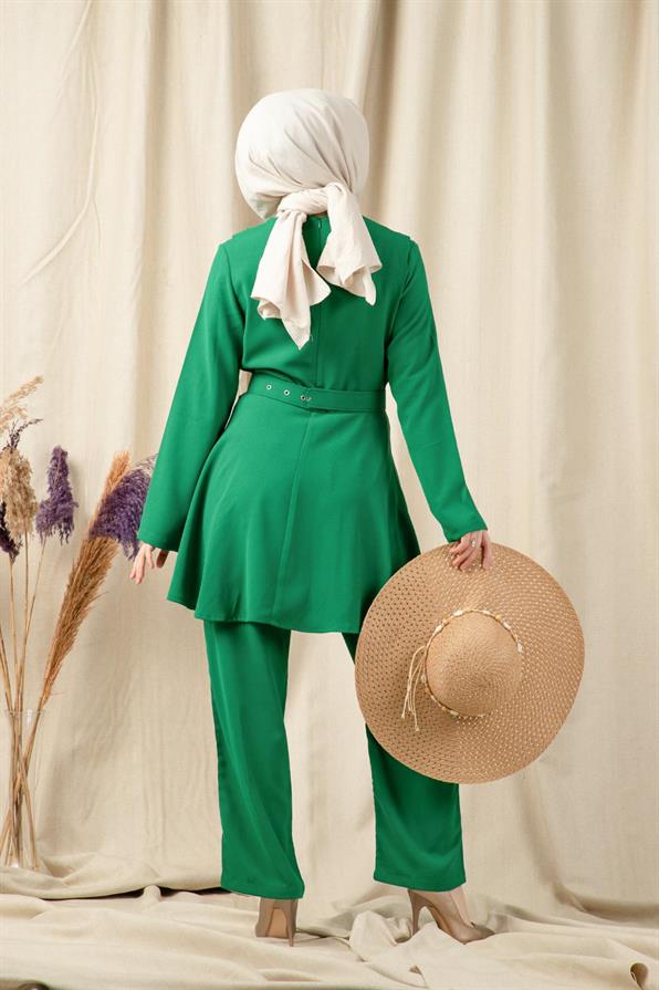 Belt Detailed Women Suit-Benetton Green