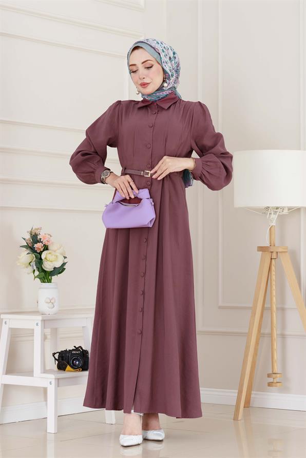 Kemerli Tensel Elbise-gülkurusu