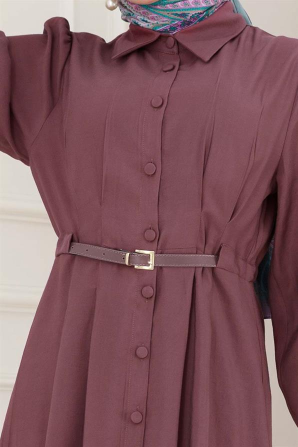 Kemerli Tensel Elbise-gülkurusu