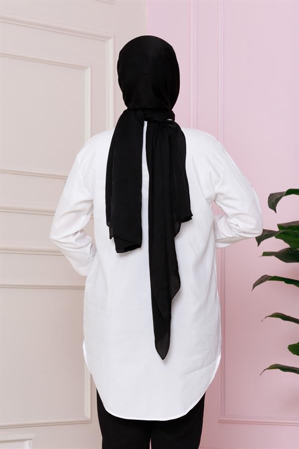 تونيك مع تفاصيل بالأكمام - لون أبيض