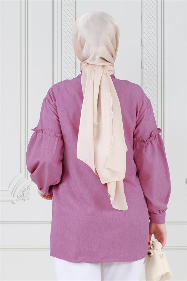 تونيك بتفاصيل على الأكمام لون زهري