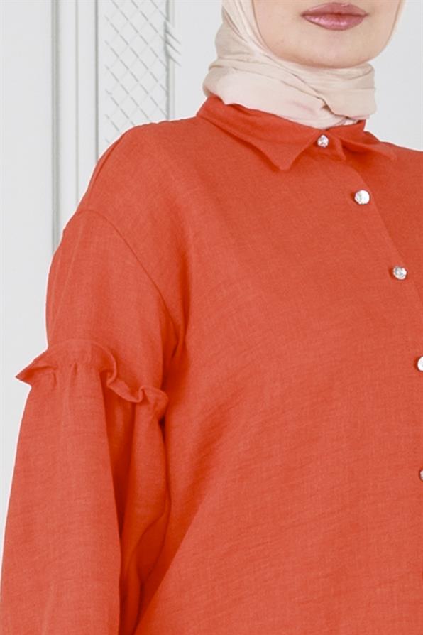 Ruffled Tunic - Orange color 