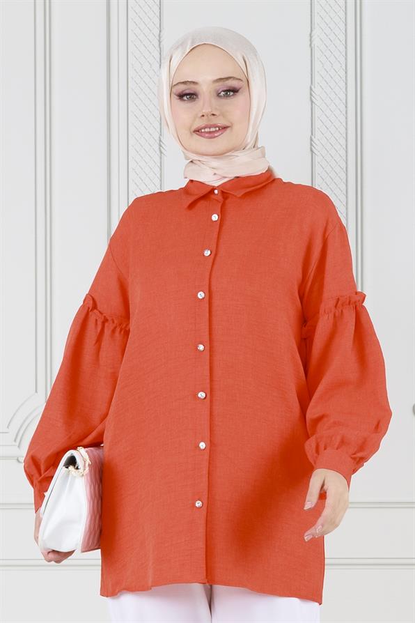 Ruffled Tunic - Orange color 