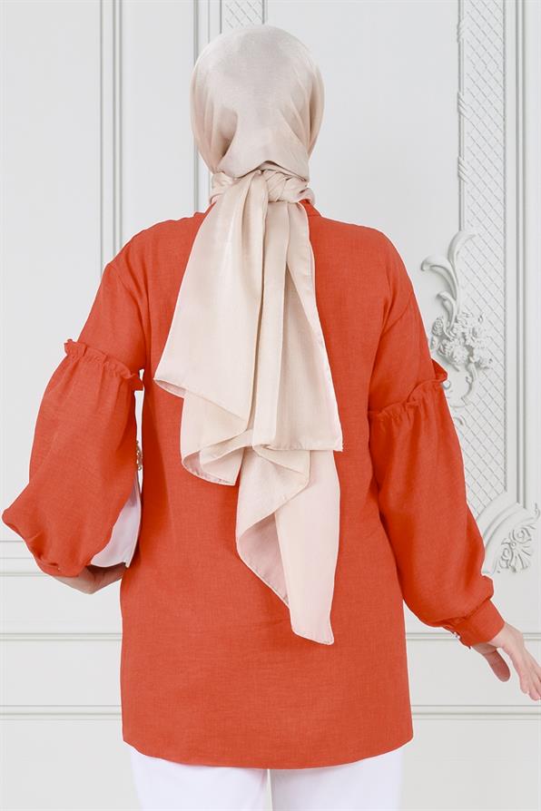 Ruffled Tunic - Orange color 