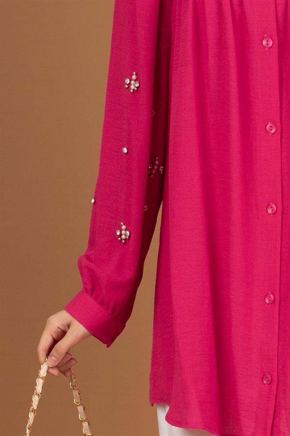 Arm Pearl Detailed Tunic-Fuchsia
