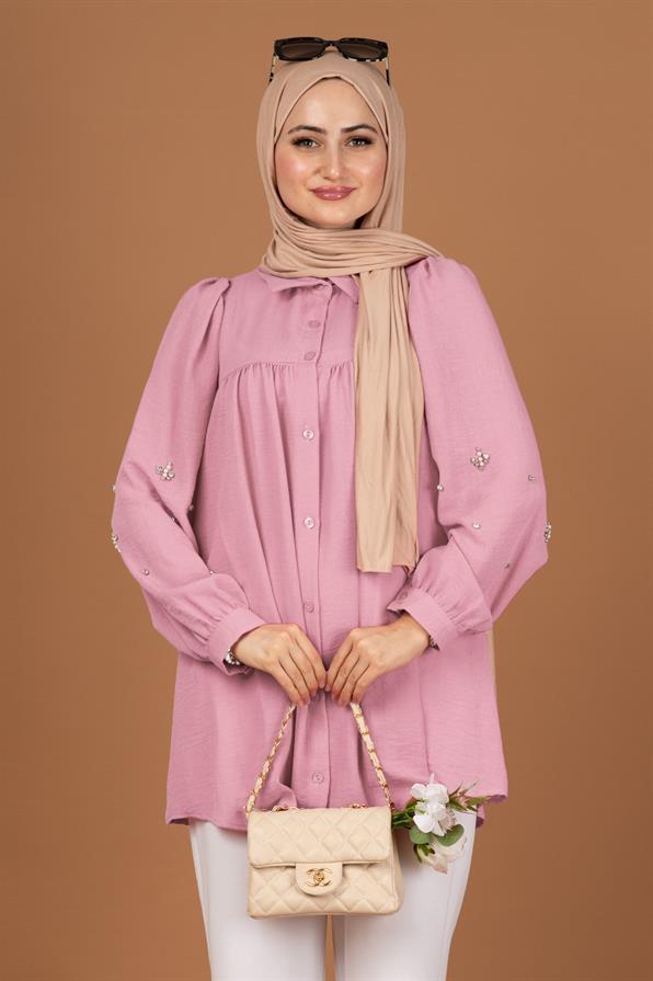 Pearl Sleeve Tunic-Pink