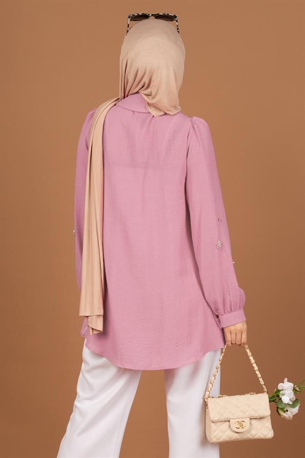 Pearl Sleeve Tunic-Pink