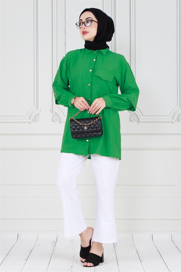 تونيك أخضر بتفاصيل  على الأكمام 