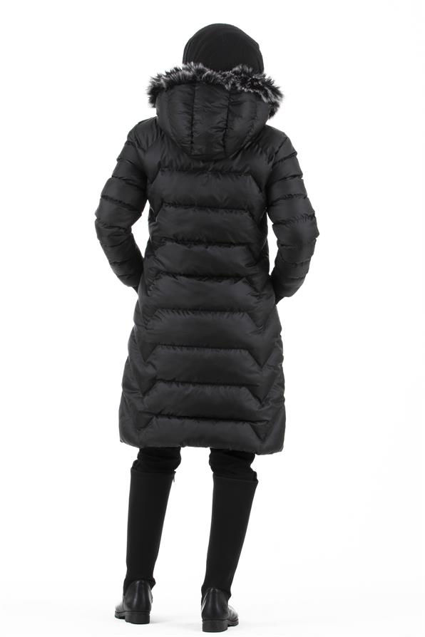 Elastic Sleeve Puffer Jacket - Black