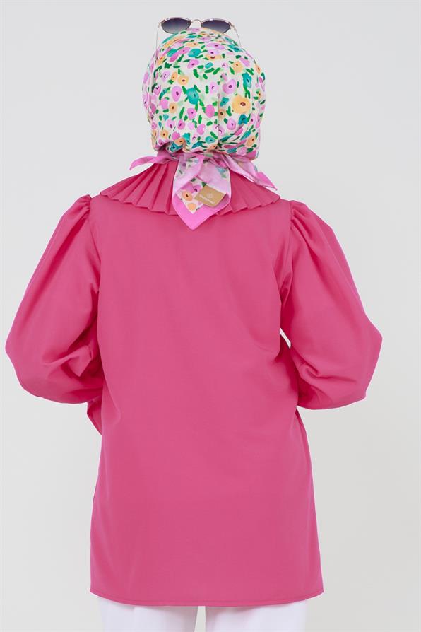 قميص بأكمام مزينة - فوشيا