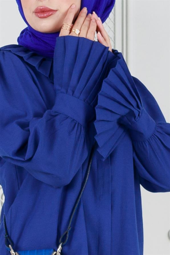 قميص بأكمام مطوية - أزرق داكن