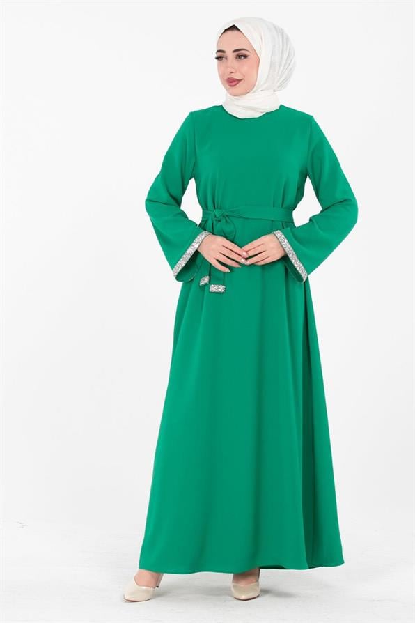 Arm Stone Embellished Dress - Benetton Green