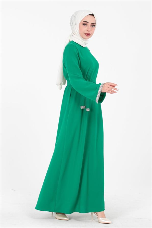 Arm Stone Embellished Dress - Benetton Green