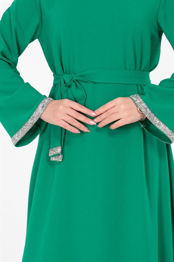 Arm Stone Embellished Dress - Benetton Green
