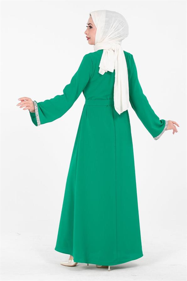 Arm Stone Embellished Dress - Benetton Green