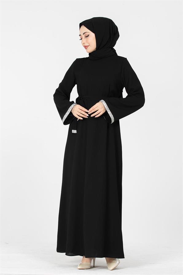 Arm Stone Embellished Dress - Black