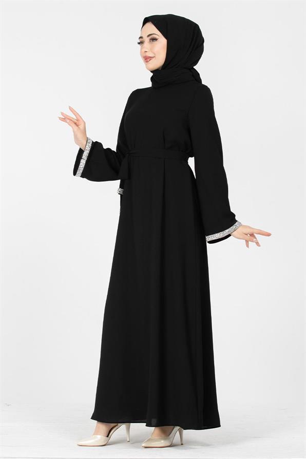 Arm Stone Embellished Dress - Black