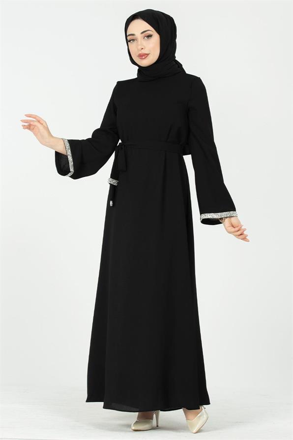 Arm Stone Embellished Dress - Black