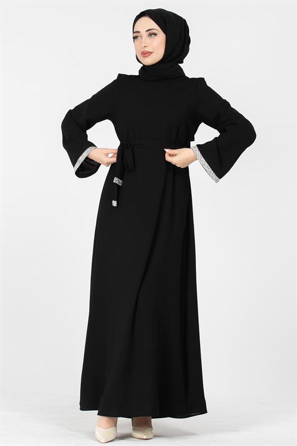 Arm Stone Embellished Dress - Black