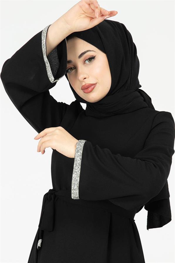 Arm Stone Embellished Dress - Black