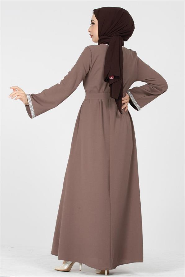 Arm Stone Embellished Dress - Mink
