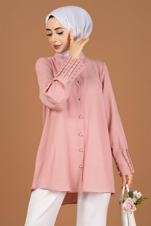 Kolu Taşlı Tunik-pembe