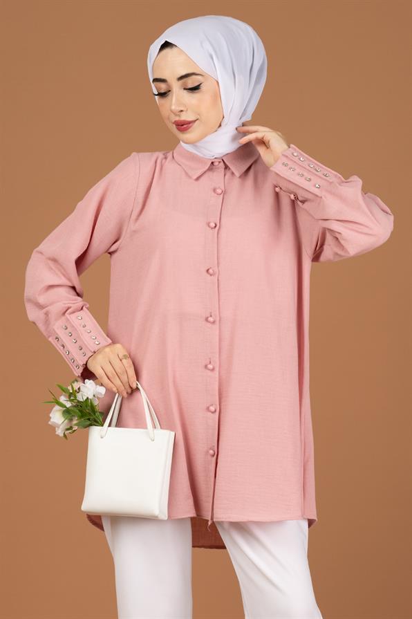 Kolu Taşlı Tunik-pembe