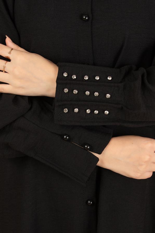 Stone Embellished Tunic-Black