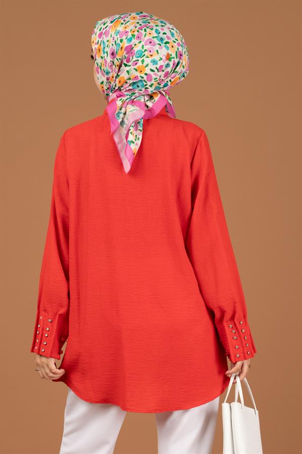 Stone Embellished Tunic-Orange