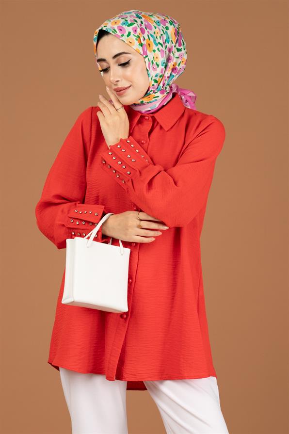 Stone Embellished Tunic-Orange
