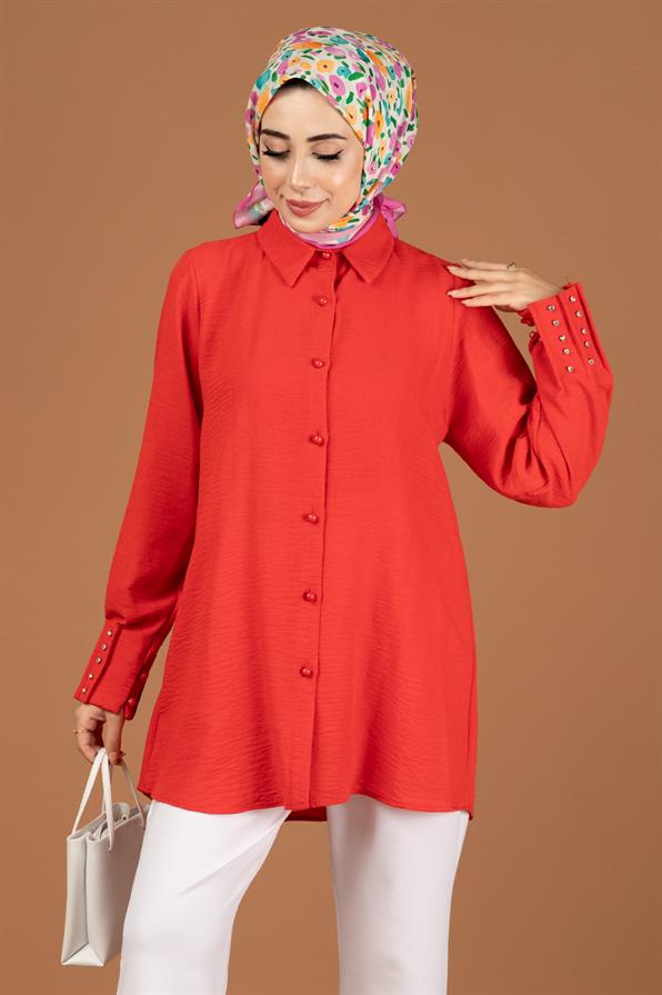Stone Embellished Tunic-Orange