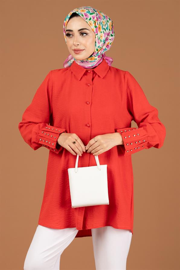 Stone Embellished Tunic-Orange