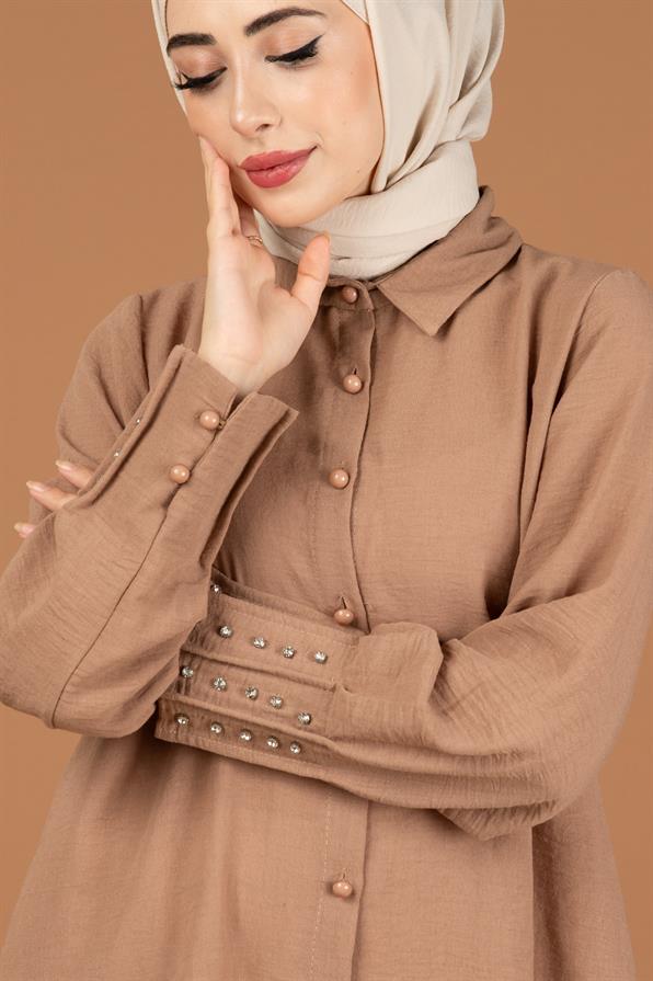 Stone Embellished Tunic-Mink