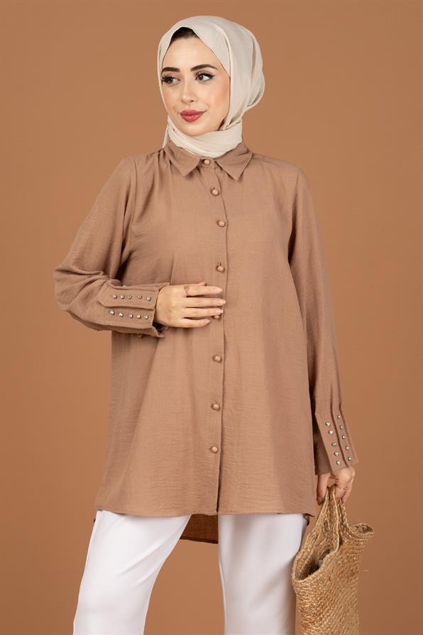 Stone Embellished Tunic-Mink