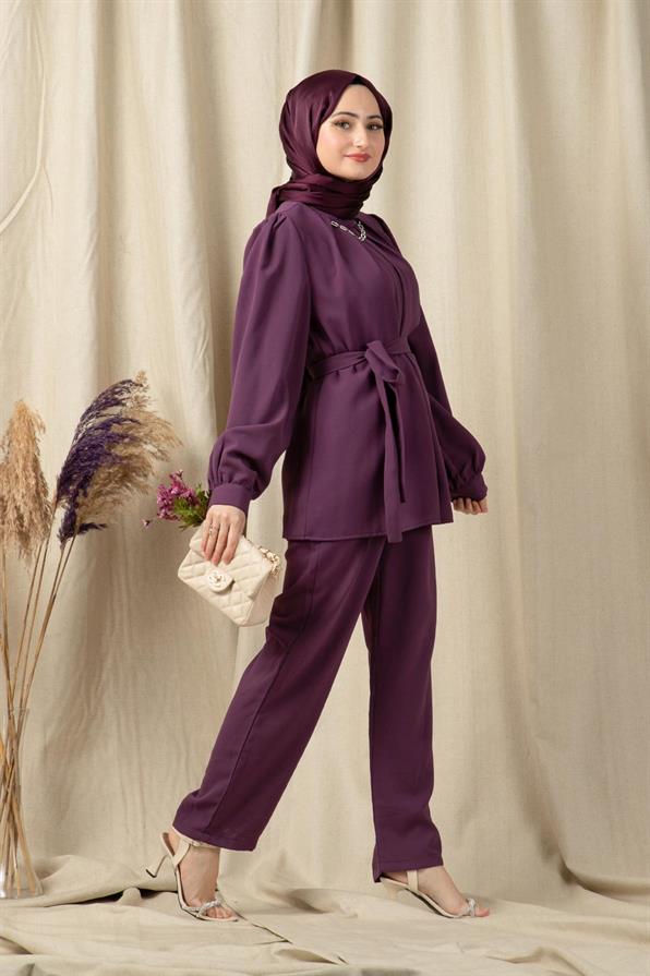 Necklace Detailed Women Suit-Lilac