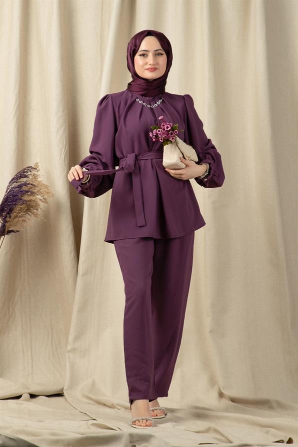 Necklace Detailed Women Suit-Lilac