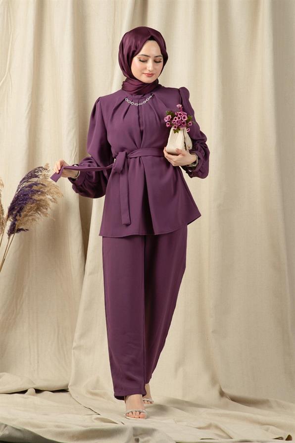 Necklace Detailed Women Suit-Lilac