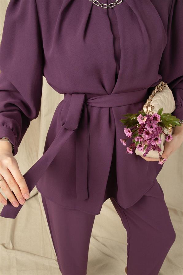 Necklace Detailed Women Suit-Lilac