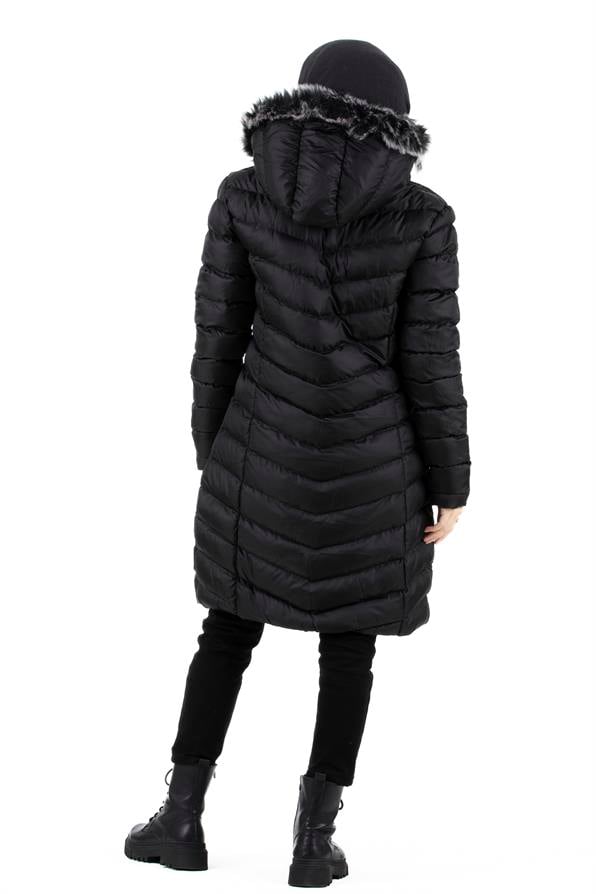 Fur-Lined Inflatable Jacket-Black