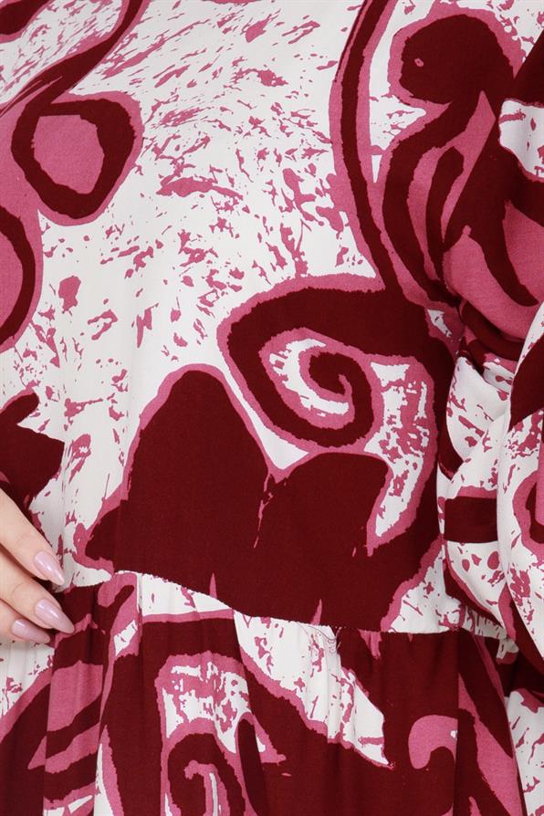 فستان ليليوم فيسكون بحزام- لون احمرغامق