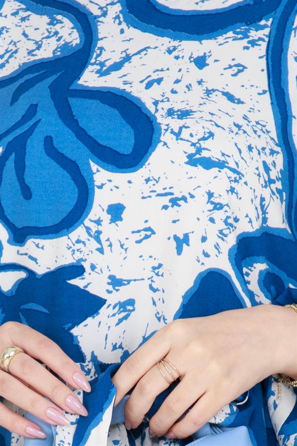 فستان ليليوم فيسكون بحزام- لون أزرق