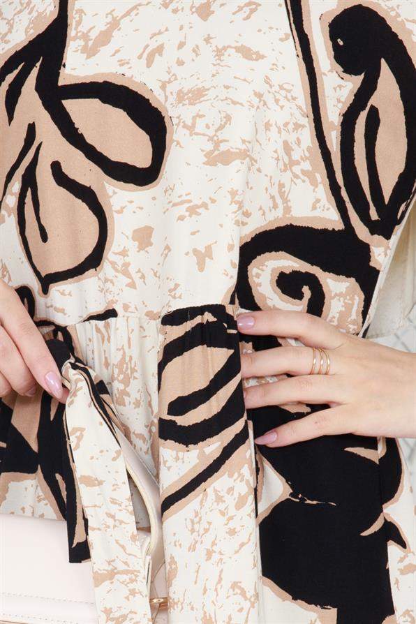 فستان ليليوم فيسكون بحزام- لون بيج