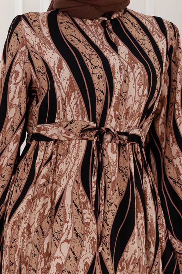 Leopar Desenli Beli Tünelli Viscon Elbise-VİZON