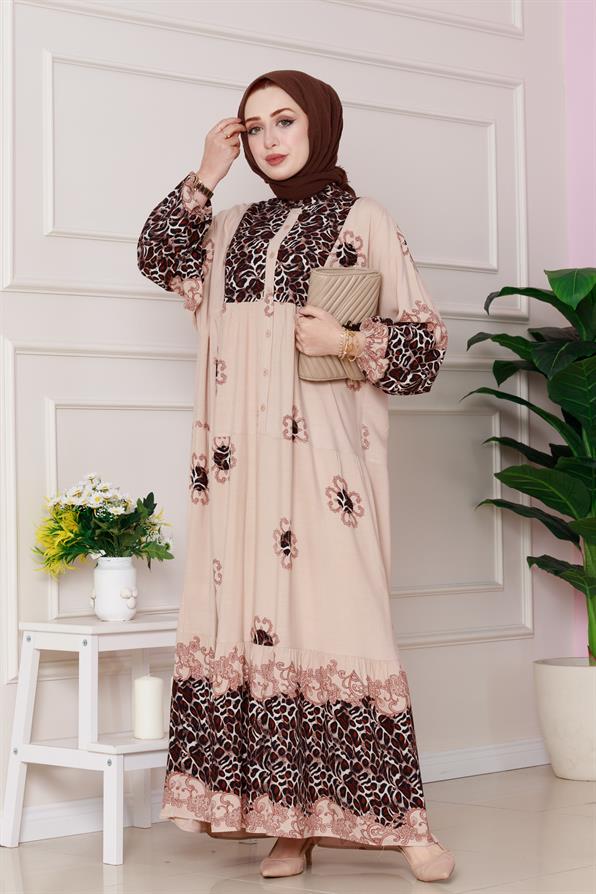 Leopar Desenli Robalı Viscon Elbise-VİZON